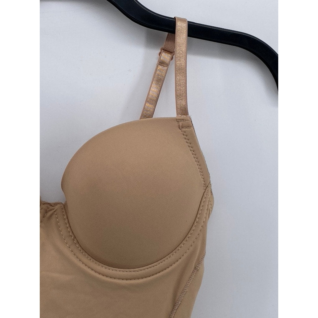 BORVOGUE Women's Tan Mesh Full-Coverage Underwire Padded Shaping Bodysuit SZ M