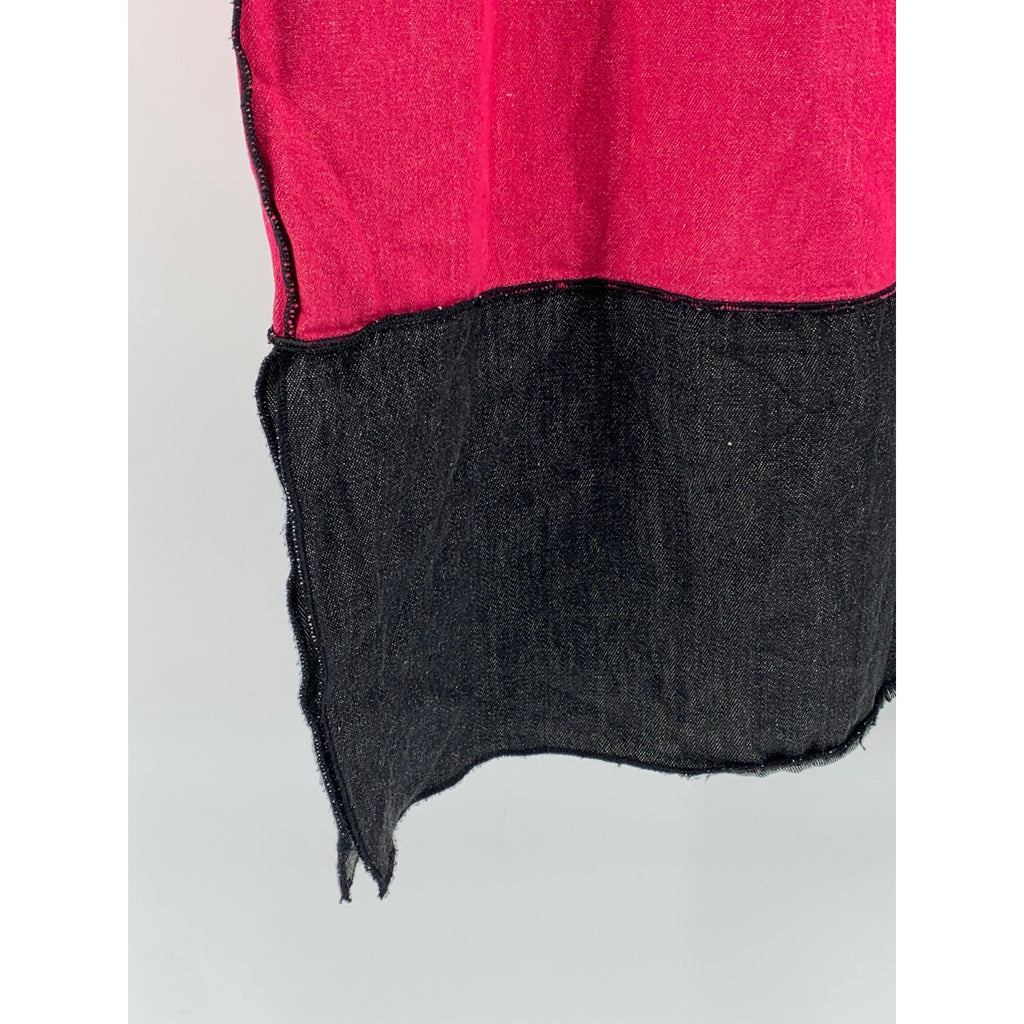 XIAO Women's Pink-Black Elastic-Waist Pull-On Midi A-Line Skirt SZ S
