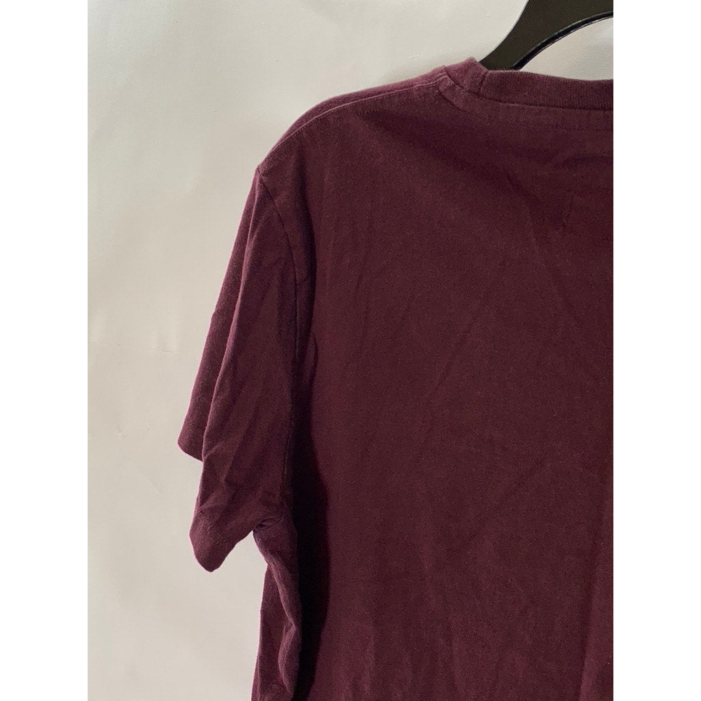 SUPERDRY Men's Burgundy Solid Crewneck Short Sleeve Casual T-Shirt SZ M