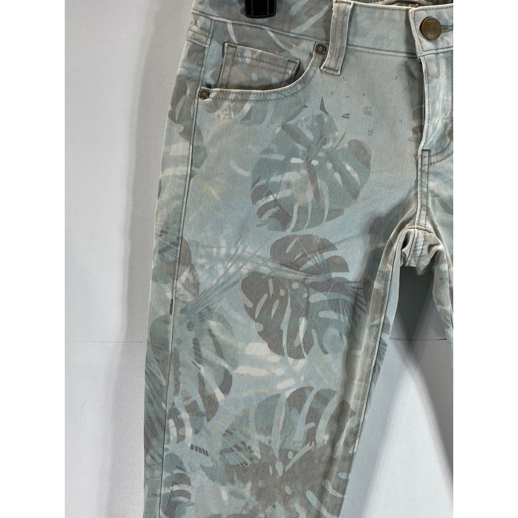 CABI Women's Green Paradise Palm Print Cropped Skinny Pants SZ 4