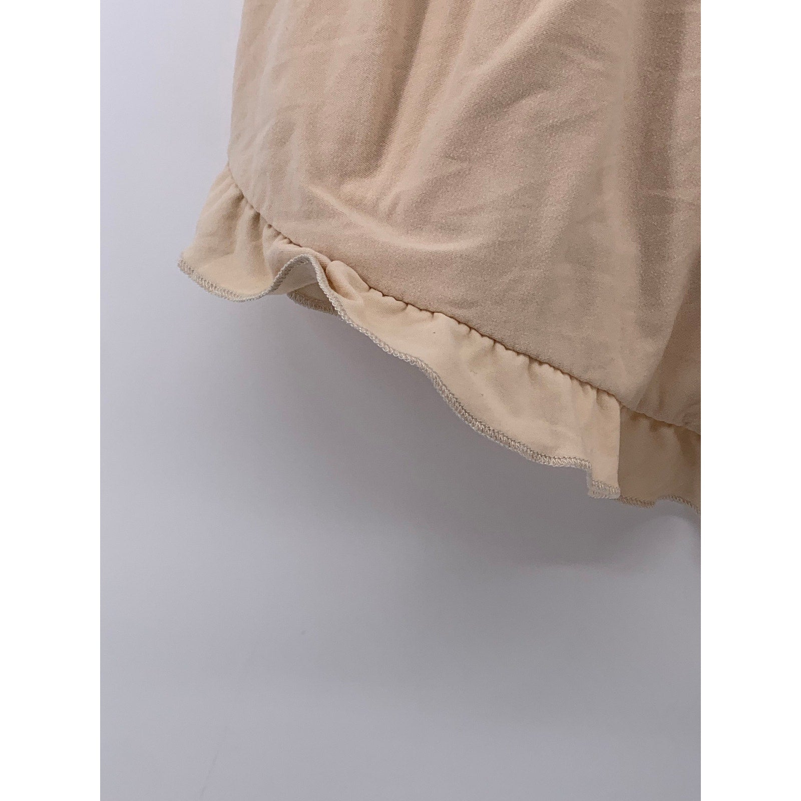 FASHION NOVA Women's Beige Ruffle-Hem Drawstring Relaxed-Fit Pajama Shorts SZ M