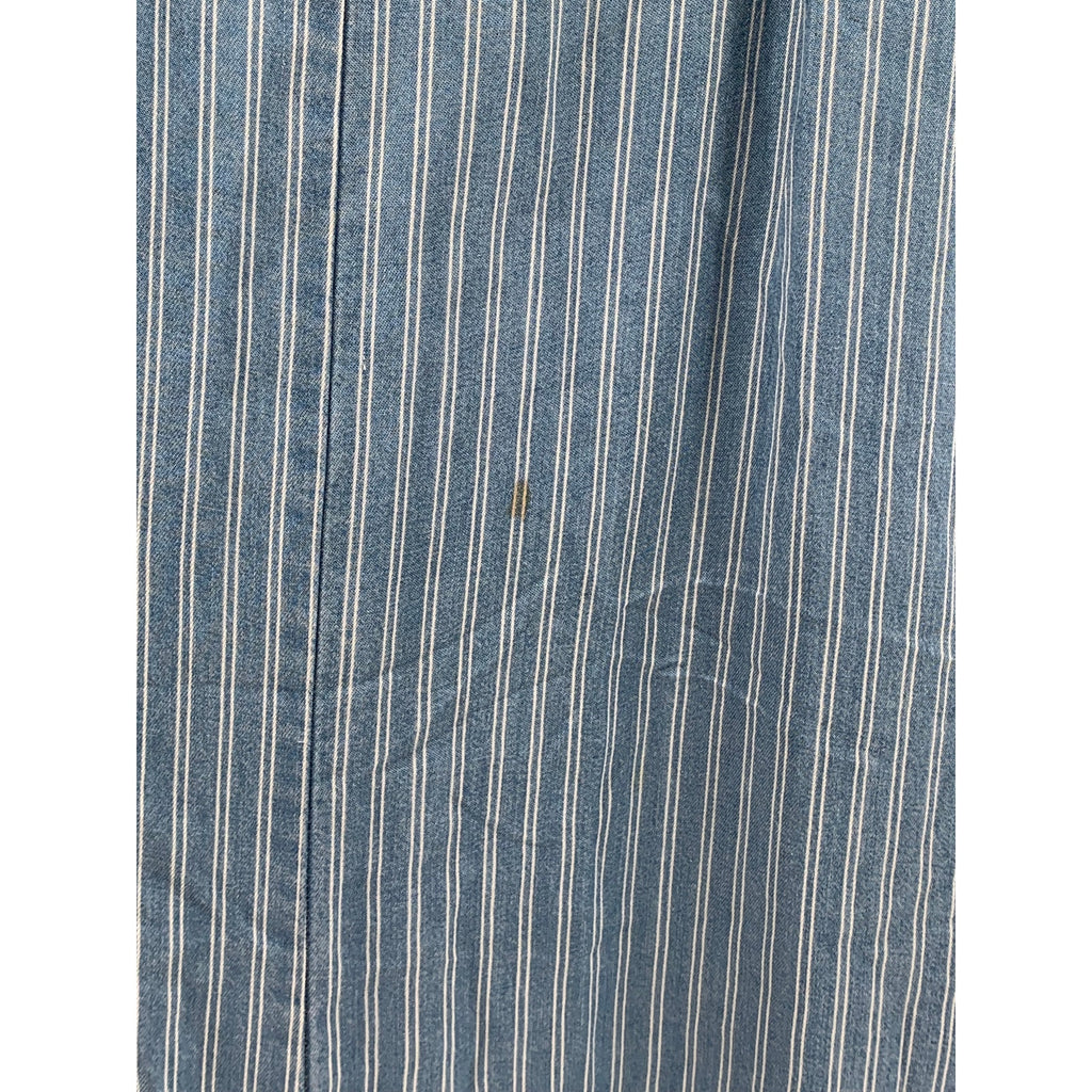 THE IMPECCABLE PIG Women's Blue Striped Side-Button Midi Dress SZ L