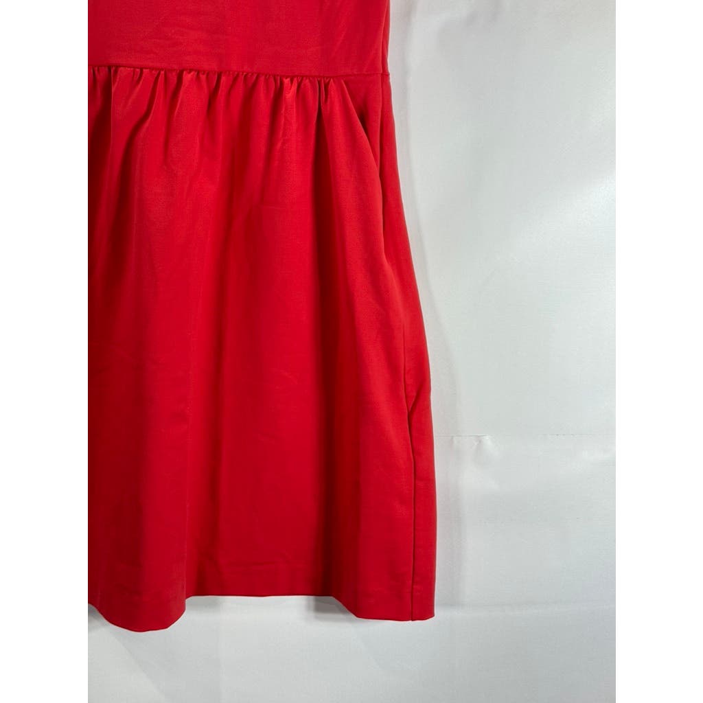 CYNTHIA ROWLEY Women's Red Scoop-Neck Sleeveless Pocket Knee Length Dress SZ 4