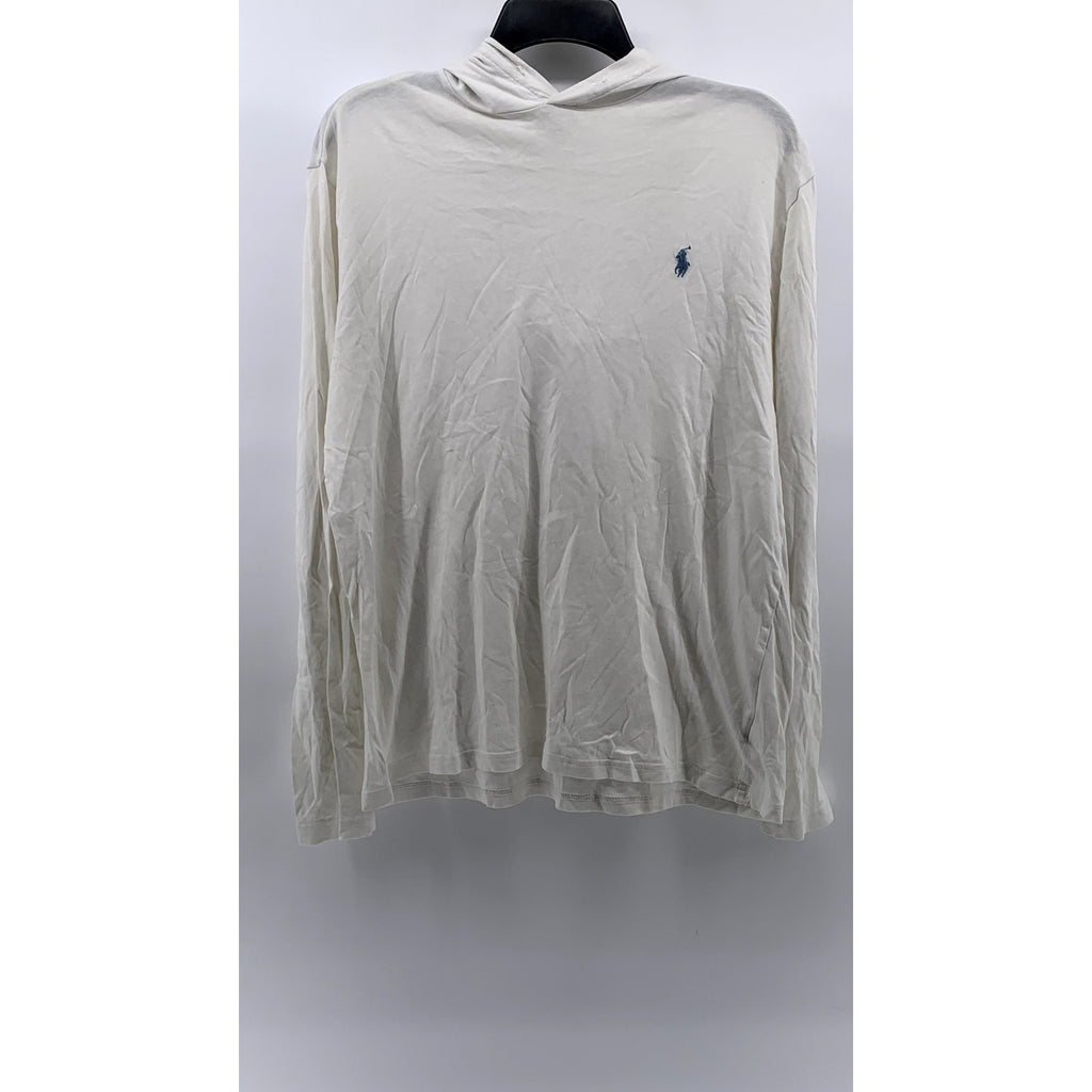 POLO RALPH LAUREN Men's White Hooded Lightweight Long Sleeve T-Shirt SZ M