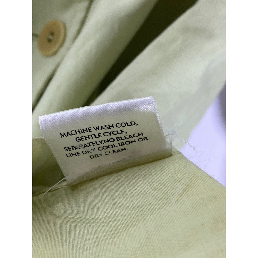EILEEN FISHER Women's Lime Green Button-Up Lightweight Trench Coat SZ S