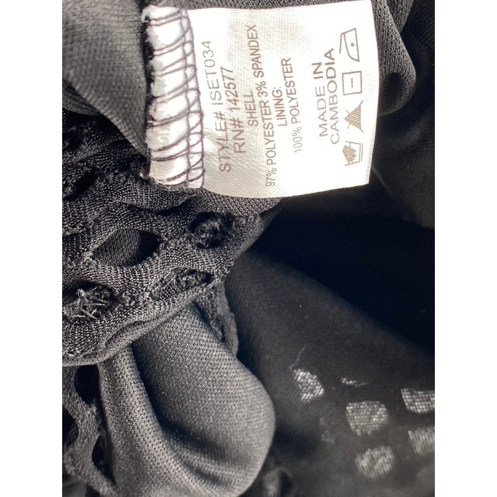 IRIS Women's Black Mesh Long Sleeve Tie-Knot Cropped Top SZ M