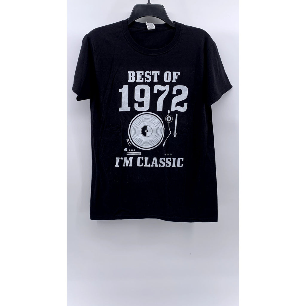 FRUIT OF LOOM Men's Black Best of 1972 Logo Crewneck Short Sleeve T-Shirt SZ M