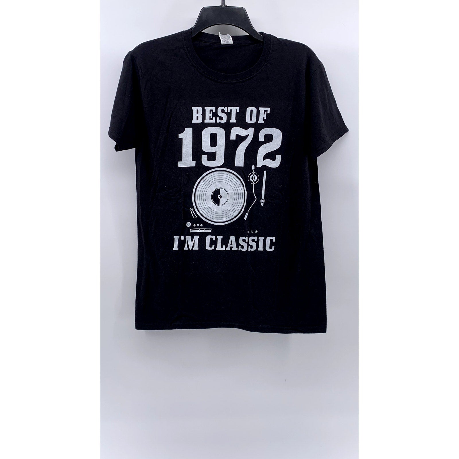 FRUIT OF LOOM Men's Black Best of 1972 Logo Crewneck Short Sleeve T-Shirt SZ M