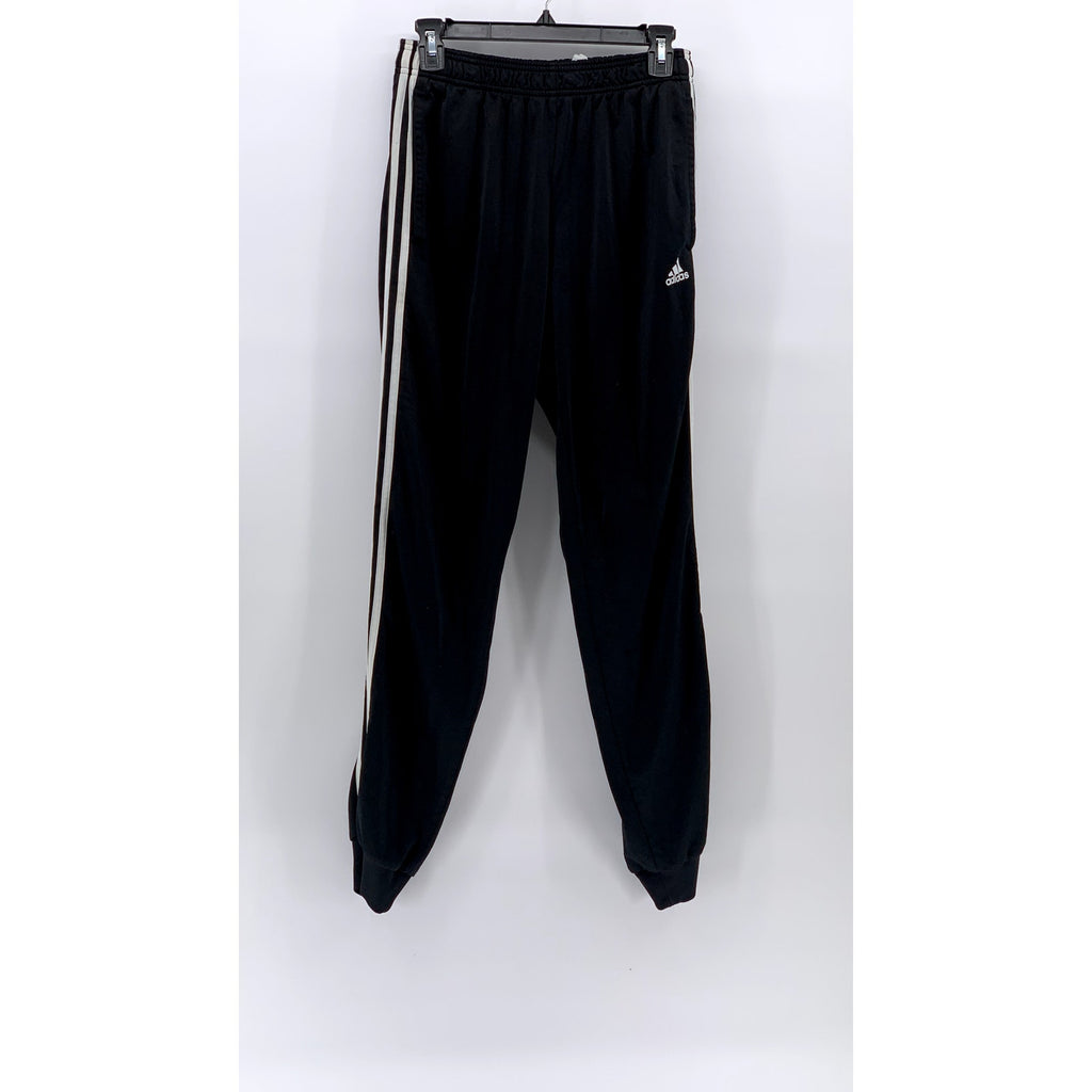 ADIDASS Men's Black-White 3-Stripe Pull-On Active Jogger Sweatpants SZ M