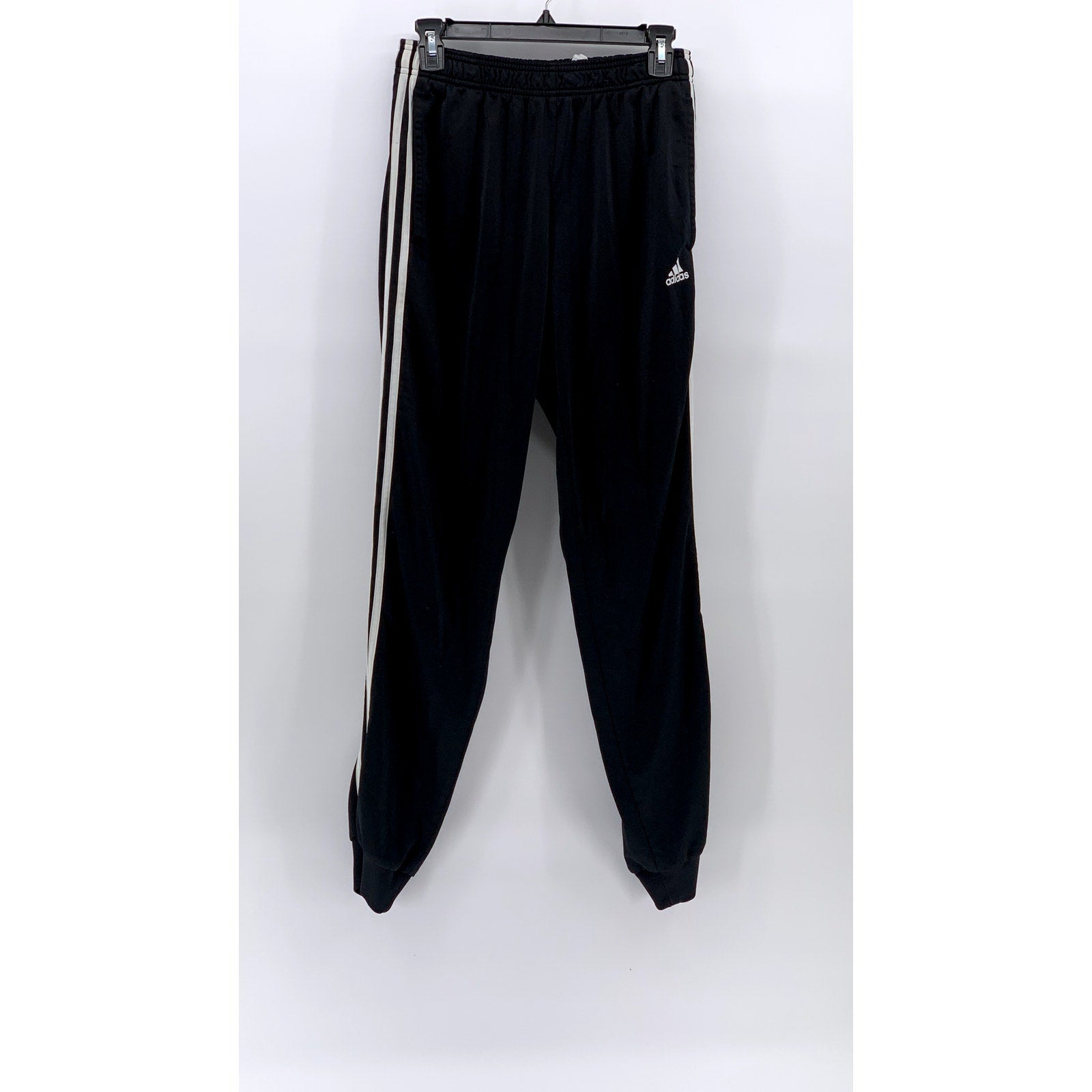ADIDASS Men's Black-White 3-Stripe Pull-On Active Jogger Sweatpants SZ M