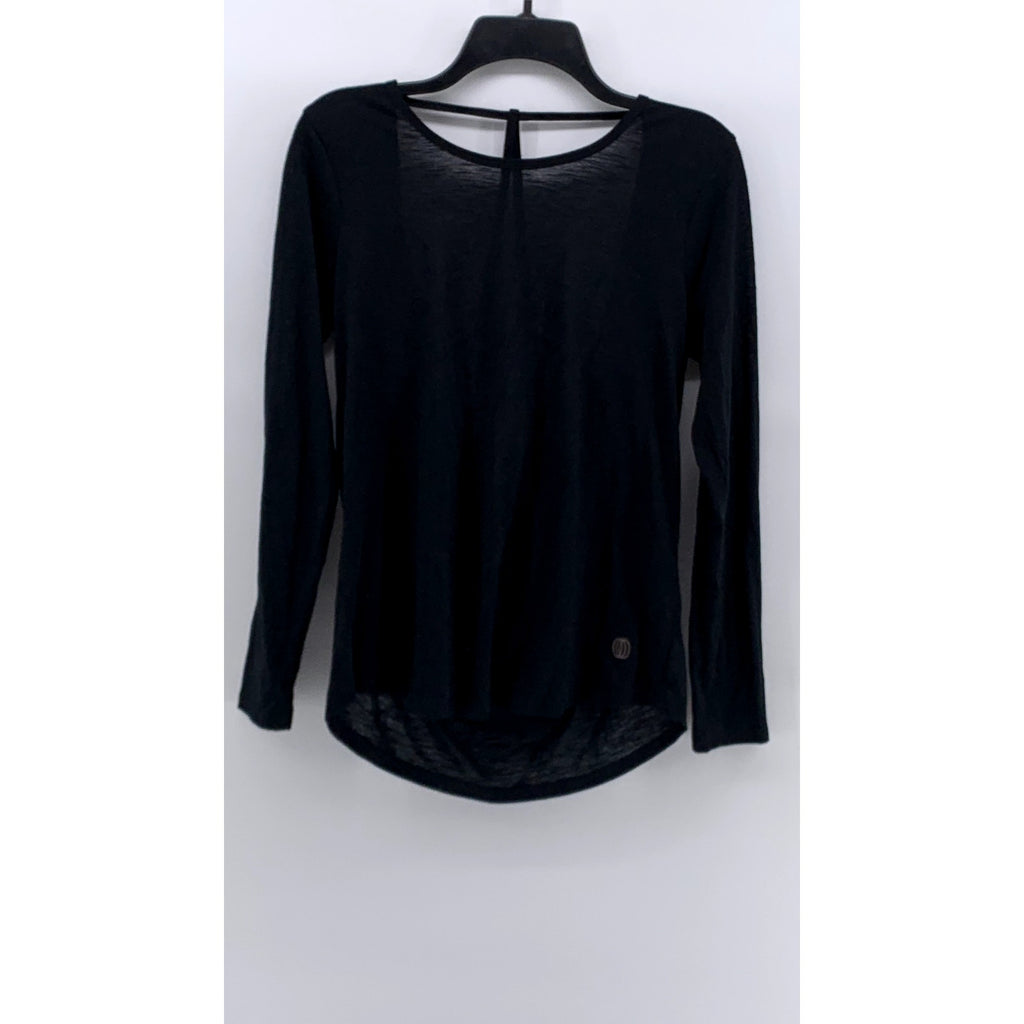 UNBRANDED Women's Black Crewneck Cutout Back Long Sleeve Top SZ M