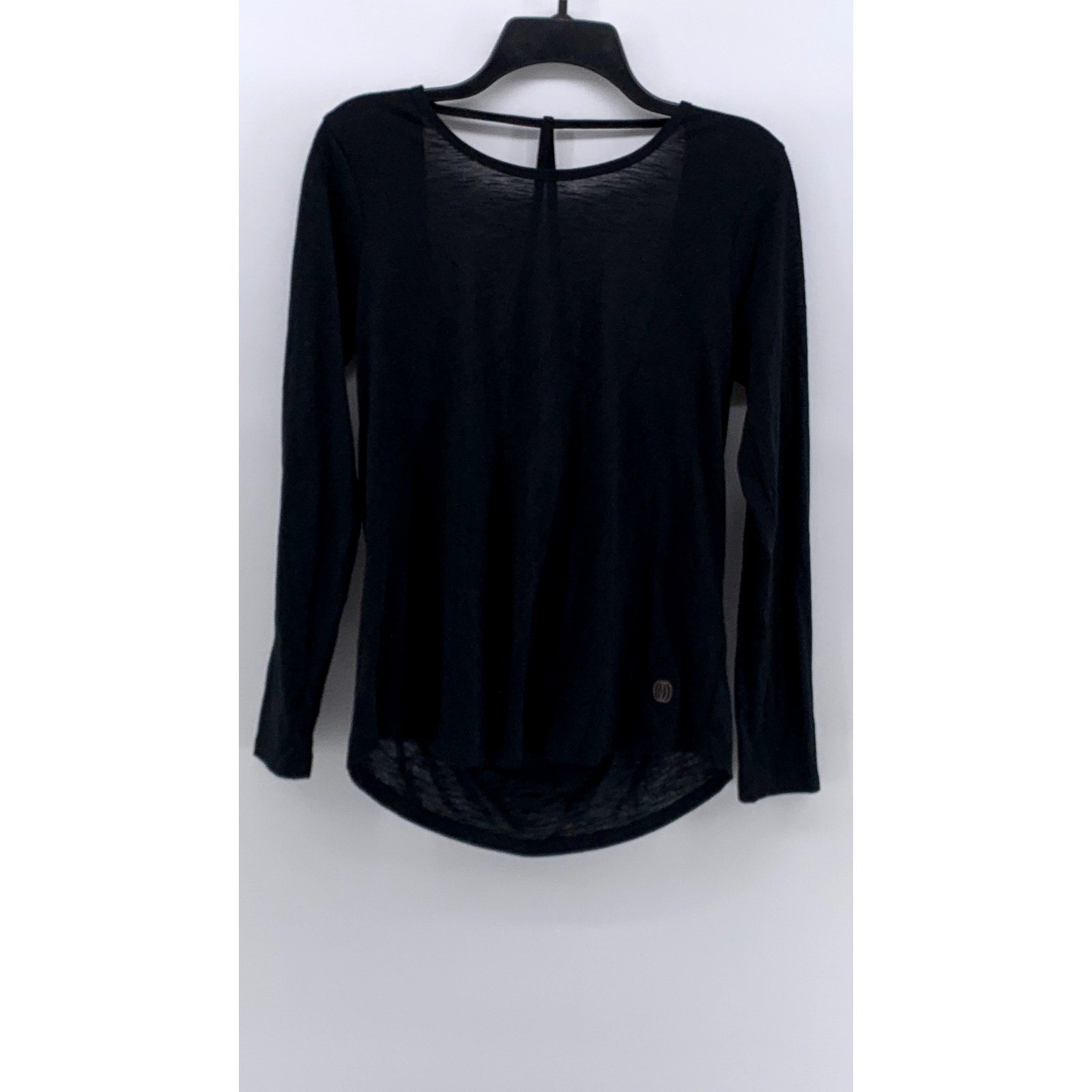 UNBRANDED Women's Black Crewneck Cutout Back Long Sleeve Top SZ M