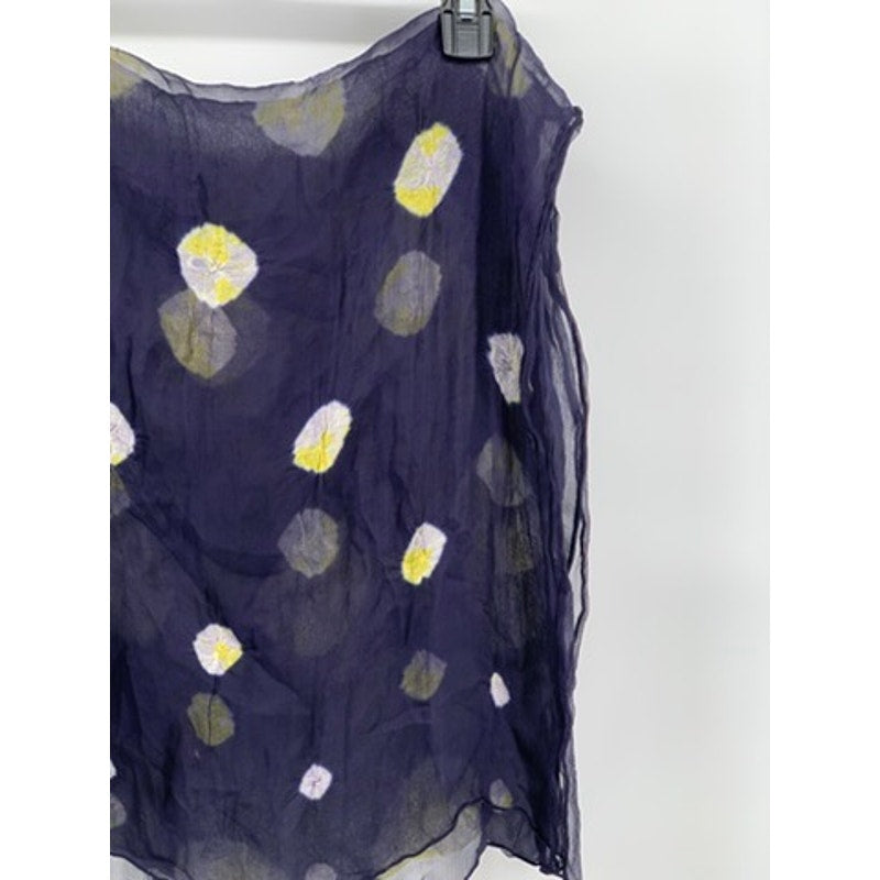 UNBRANDED Women’s Navy-Yellow Circle Sheer Scarf
