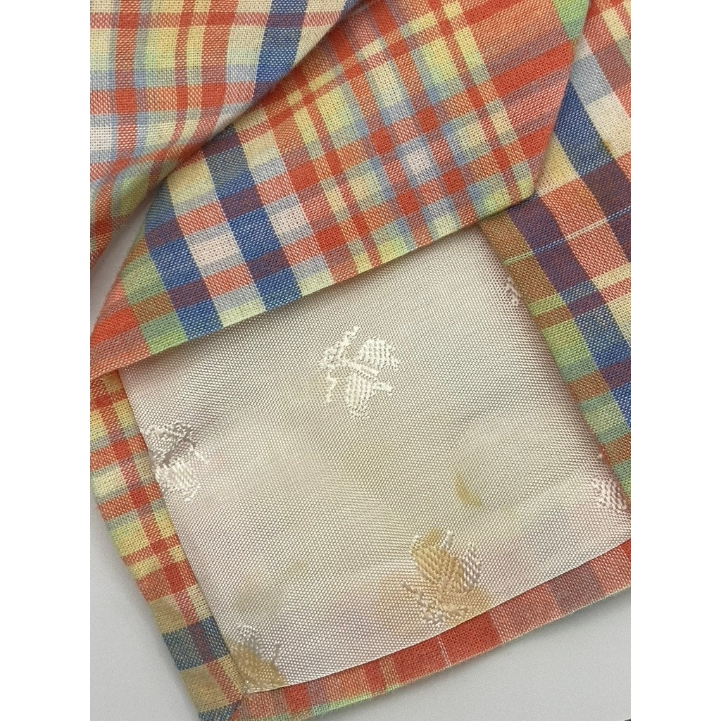 BROOKS BROTHERS Makers Men's Orange/Blue Plaid Cotton Tie SZ OS