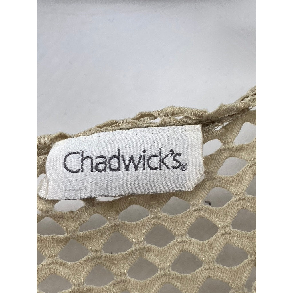 CHADWICK’S Women’s Tan Mesh Crewneck Long Sleeve Top SZ M