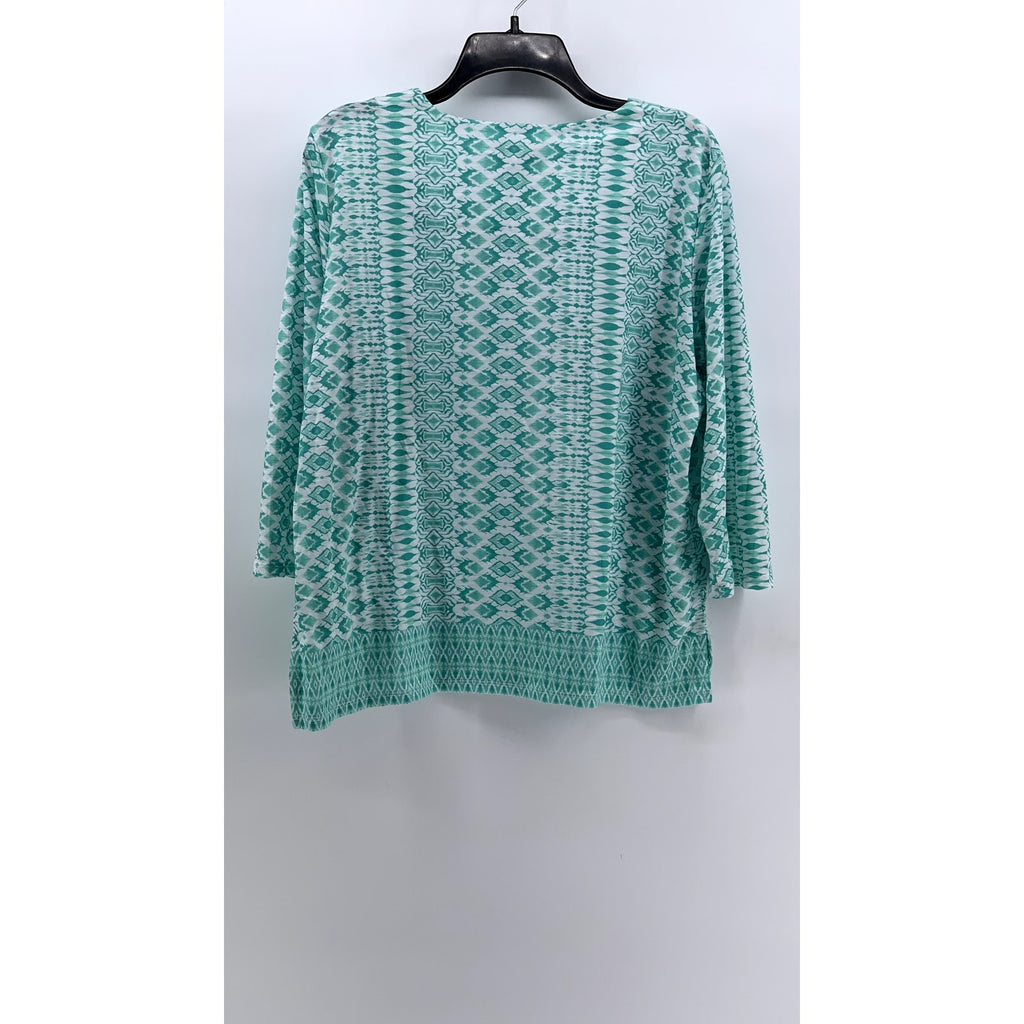 ALFRED DUNNER Women's Printed Studded Long Sleeve Top SZ M