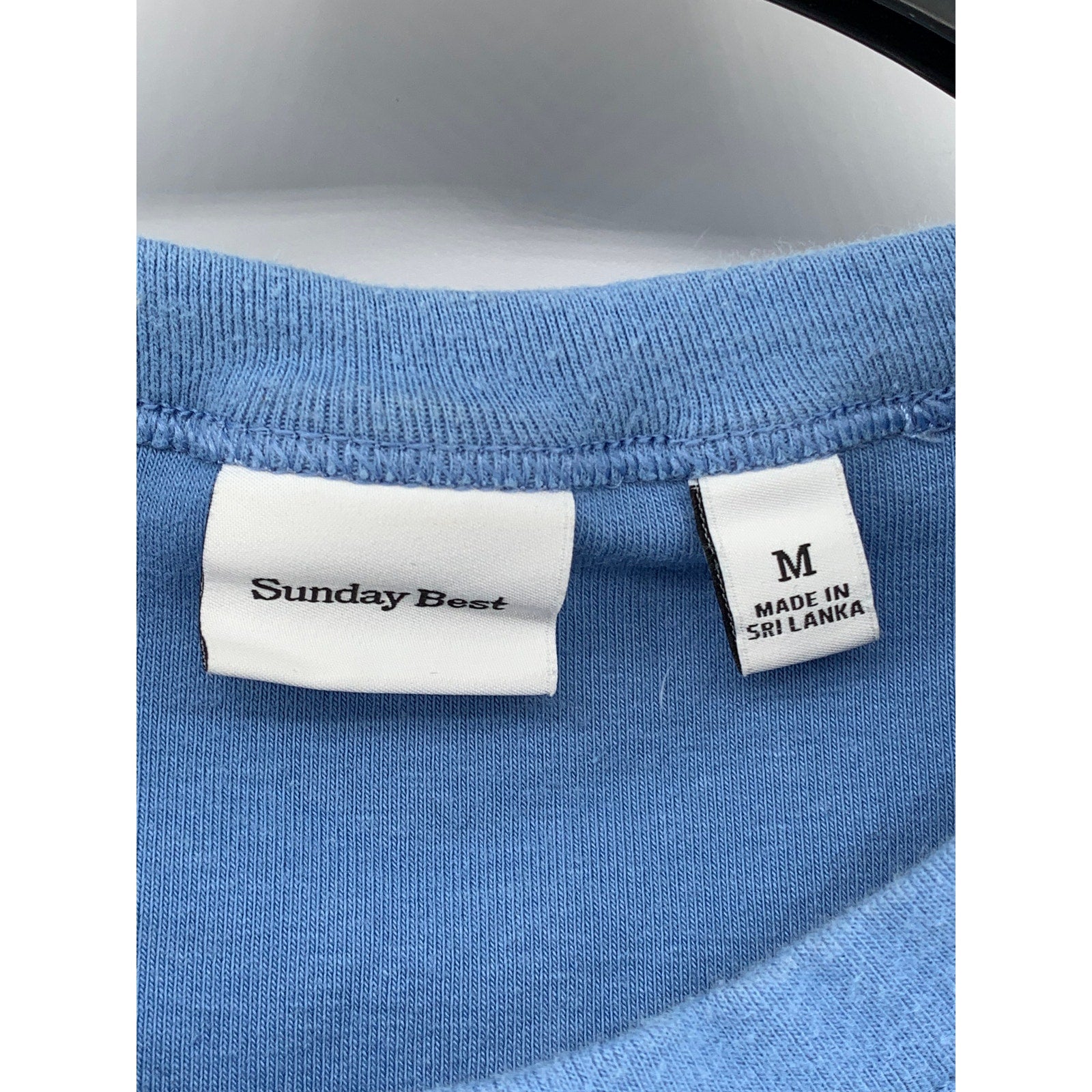 SUNDAY BEST Women's Blue Solid Crewneck Short Sleeve Casual Cropped Top SZ M