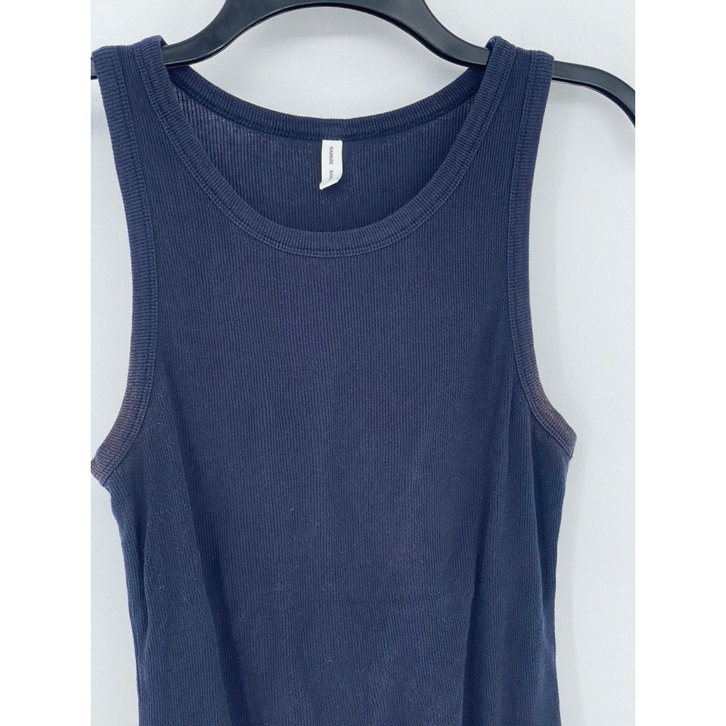 SAMSOE SAMSOE Women's Sky Captain Blue Ribbed Crewneck Alexo Tank Top SZ S