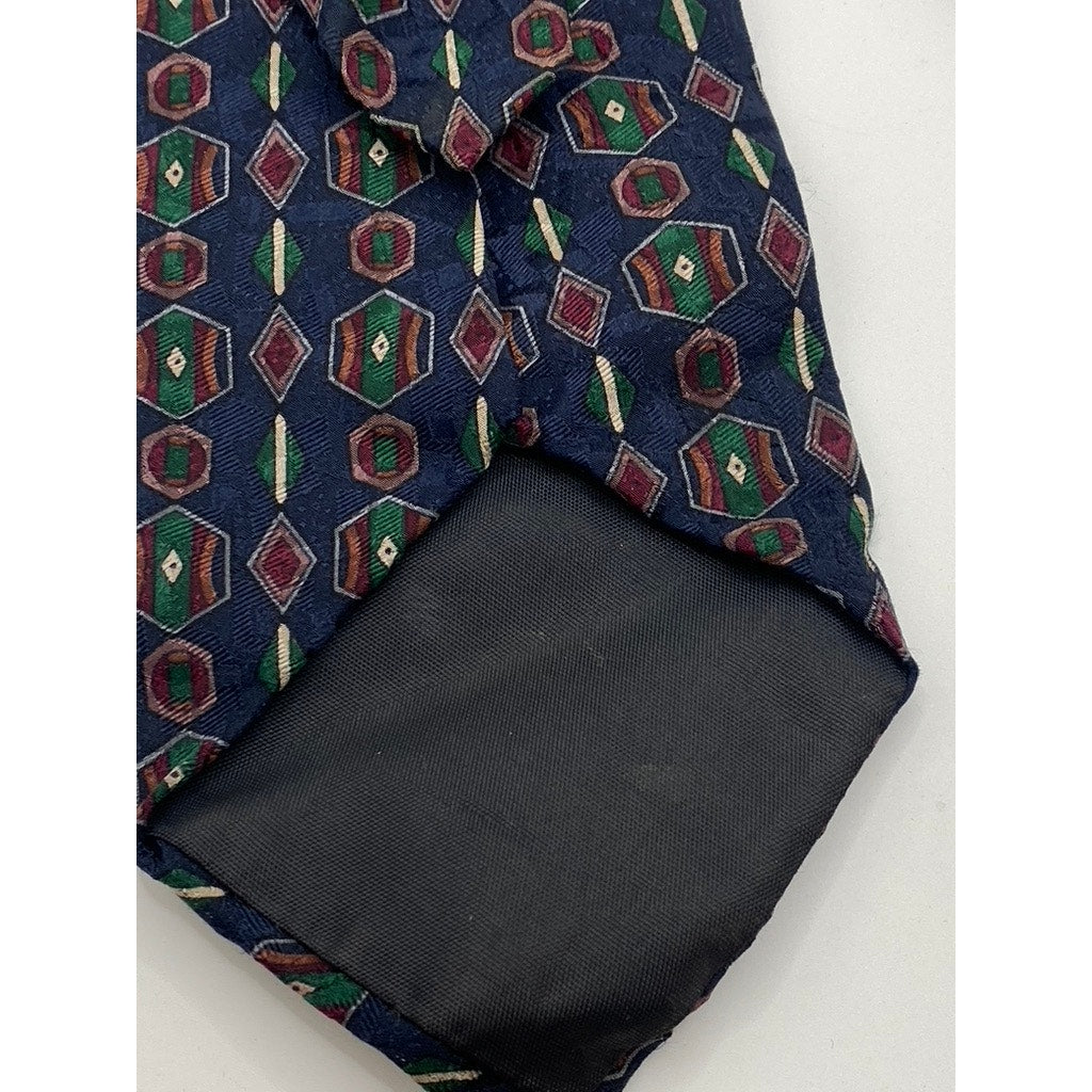 BILL BLASS Men's Vintage Navy Blue Printed Silk Tie SZ OS