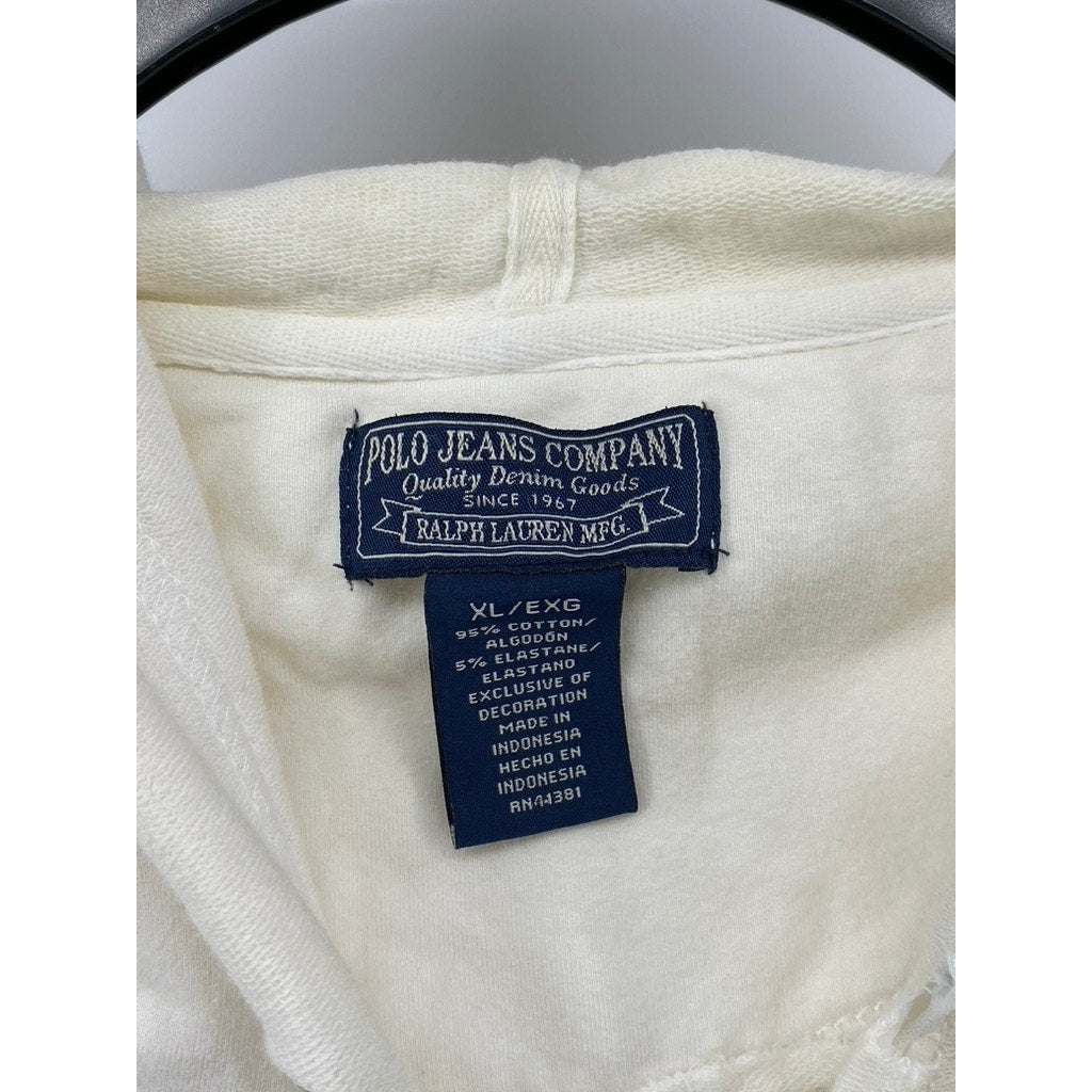 POLO JEANS COMPANY Women's Flag Logo Hooded Zip-Up Sweater SZ XL