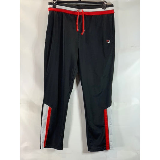 FILA Men's Black/Red/White Drawstring Pull-On Sweatpants SZ XL