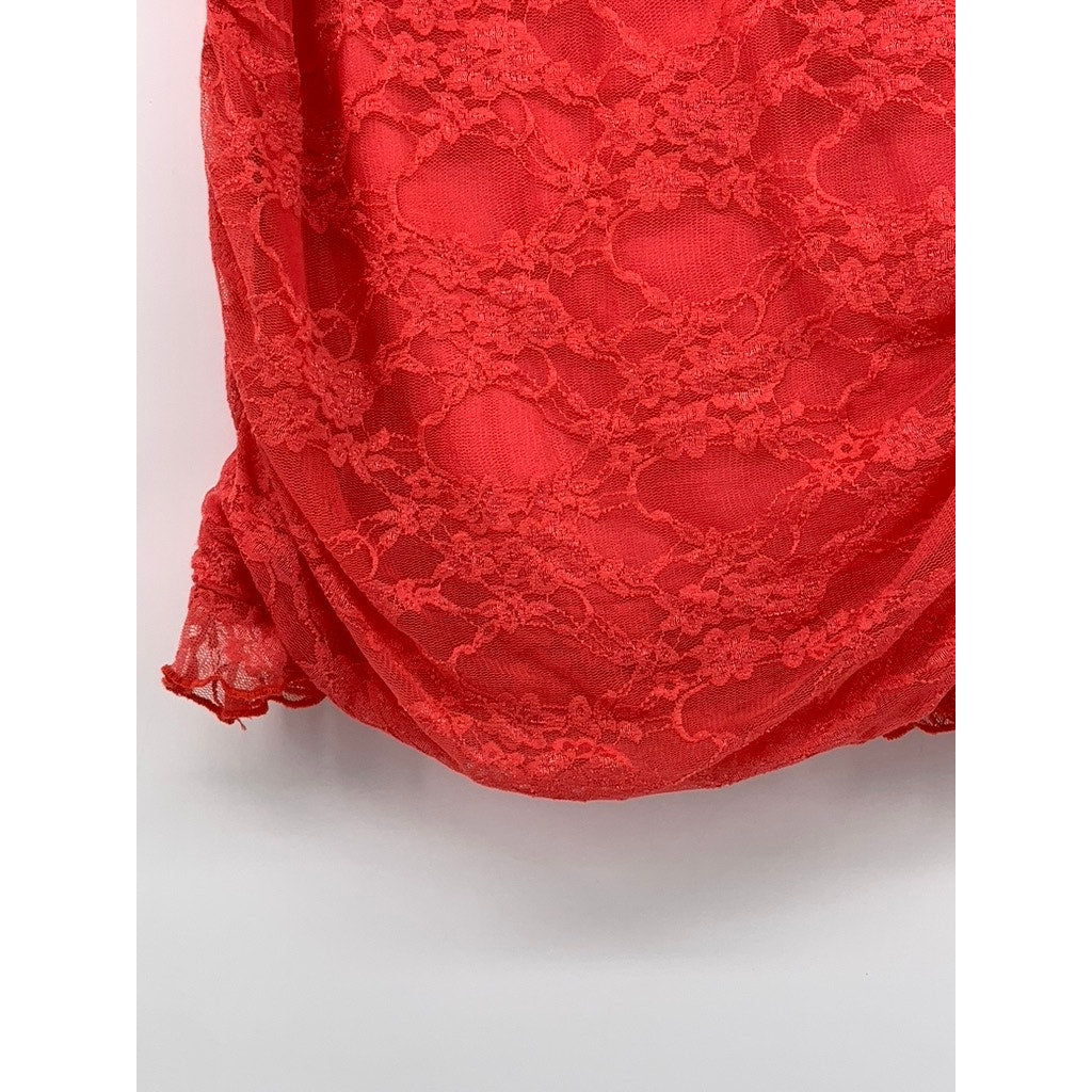 FASHION NOVA Women’s Red Lace Side-Ruched Bodycon Mini Skirt SZ XL