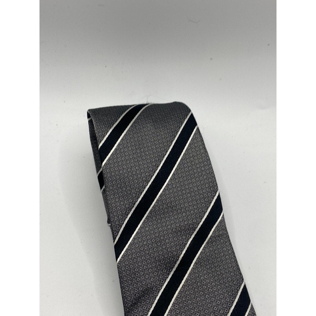 BANANA REPUBLIC Men’s Charcoal-Black Striped Silk Tie SZ OS