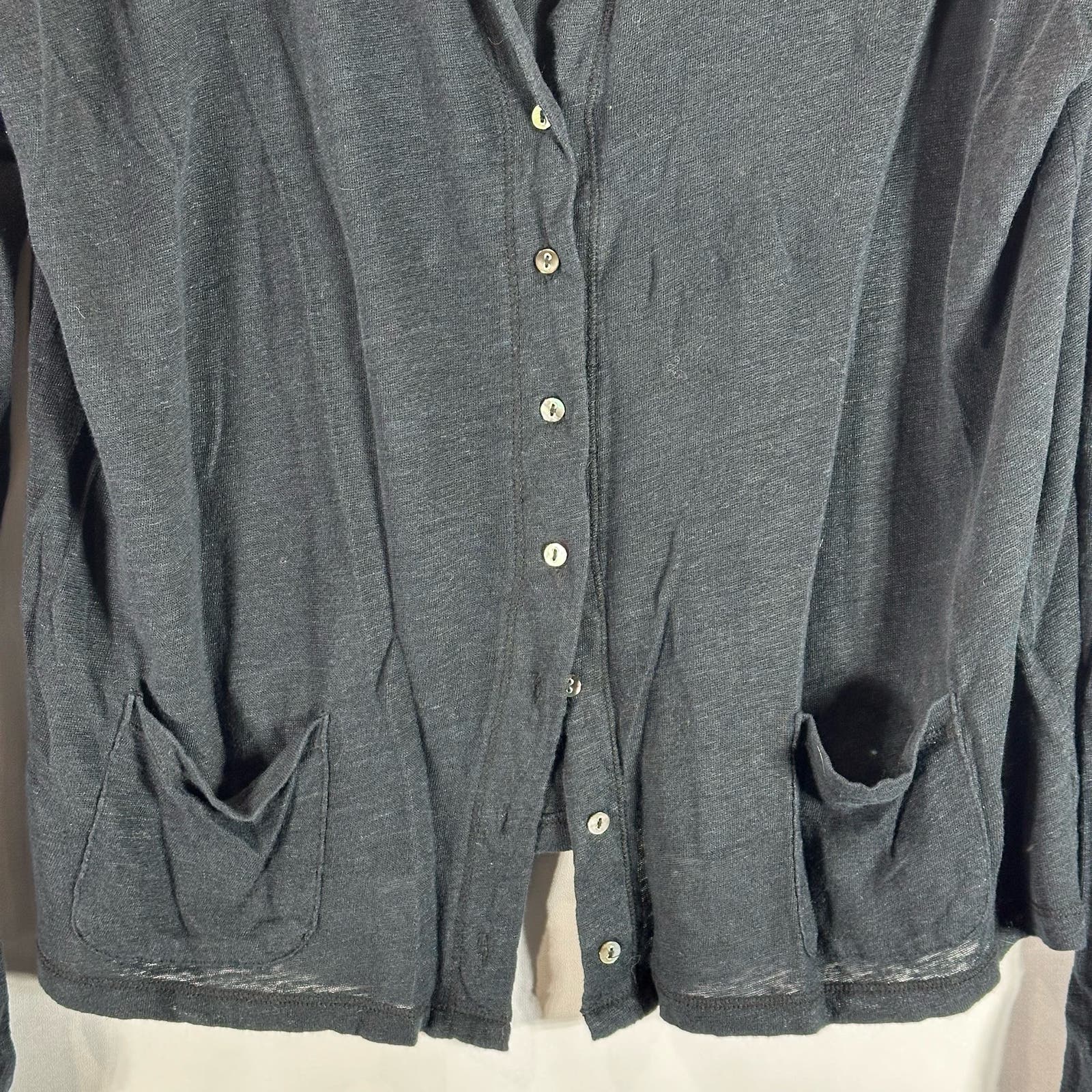 MAJESTIC FILATURES Women's Black Solid Button-Down Tie-Neck Cardigan SZ 3(USM)