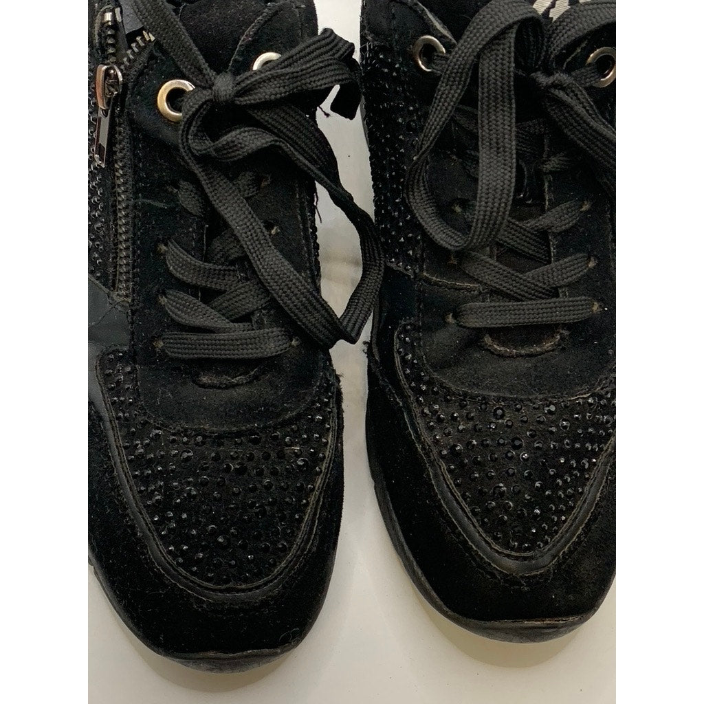 XTI Women's Black Rhinestone Embellished Wedge Sneakers SZ 40(9)