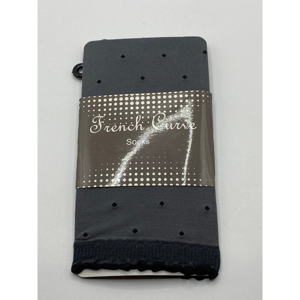 FRENCH CURVE Women's Black Dotted Sheer Lightweight Pull-On Socks SZ OS