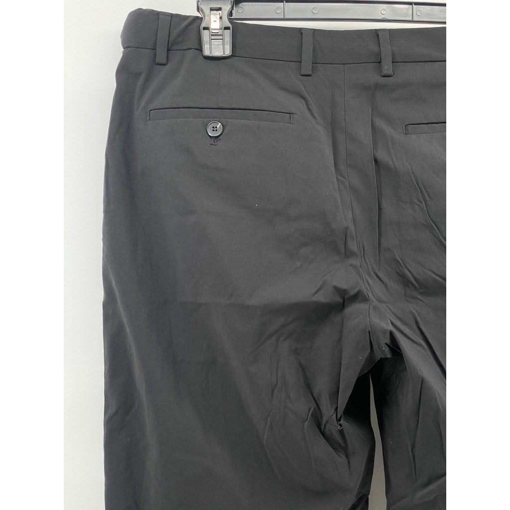 GIORDANO Men's Black Solid Straight-Leg Regular-Fit Pants SZ 34