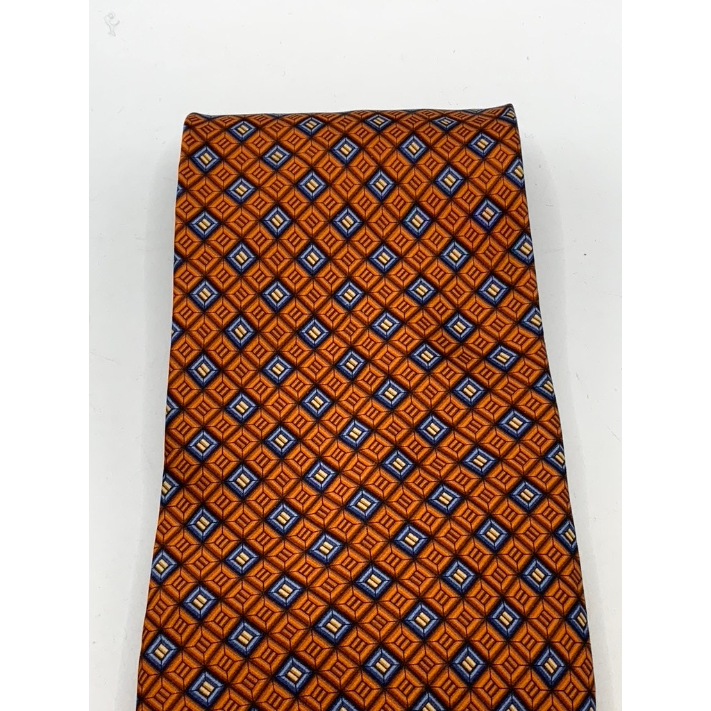 NAUTICA Men's Orange-Blue Printed Silk Tie SZ OS