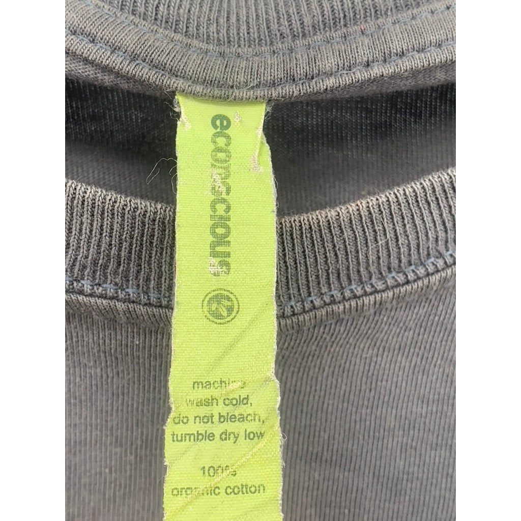 ECONSCIOUS Men's Charcoal Gray Happy Earth Crewneck Long Sleeve T-Shirt SZ M