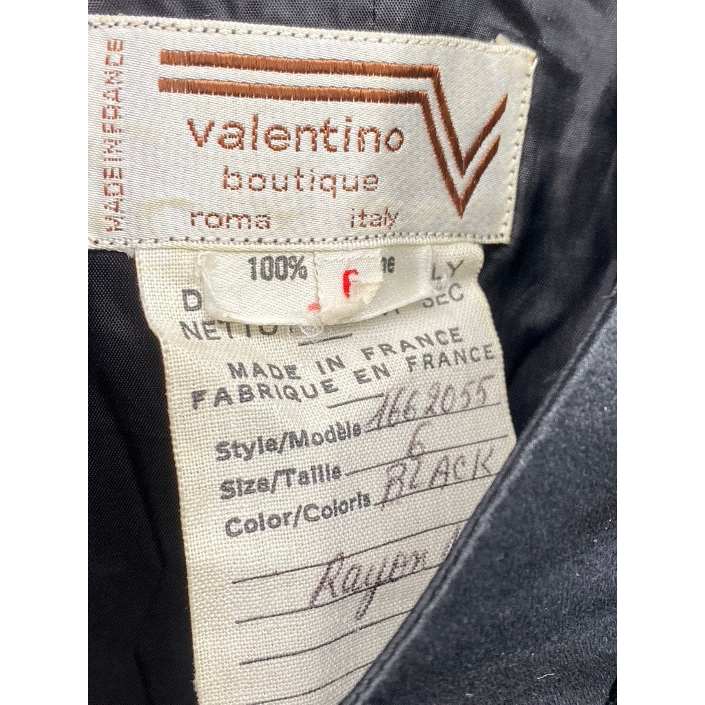 VALENTINO BOUTIQUE Women's Vintage Rare Black Velvet Offset Button-Down Gown SZ6