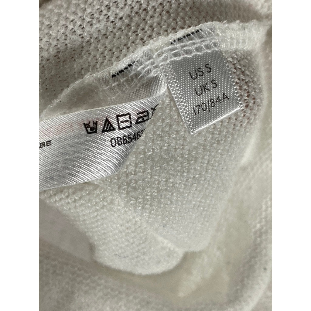 OUT FROM UNDER Women's White Snap-Button Henley Long Sleeve Top SZ S