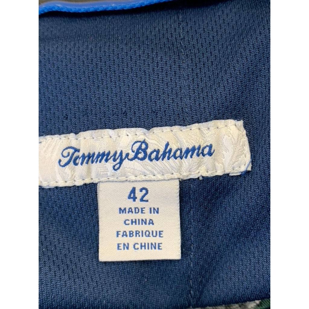TOMMY BAHAMA Men's Micro-Checkered Green/Grey Lightweight Relaxed Shorts SZ 42