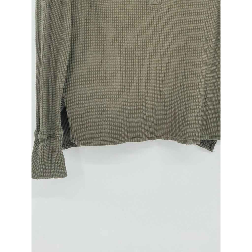 OFFLINE By AERIE Women's Tan Burst A Move Long Sleeve Thumbhole Henley Top SZ S