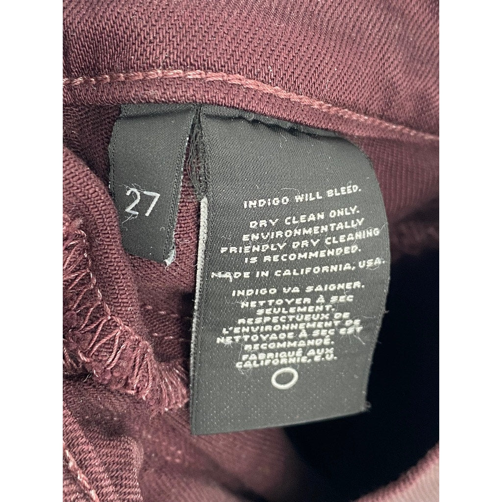J BRAND Women's Burgundy Coated Super Skinny Lacq Pinot Jeans SZ 27