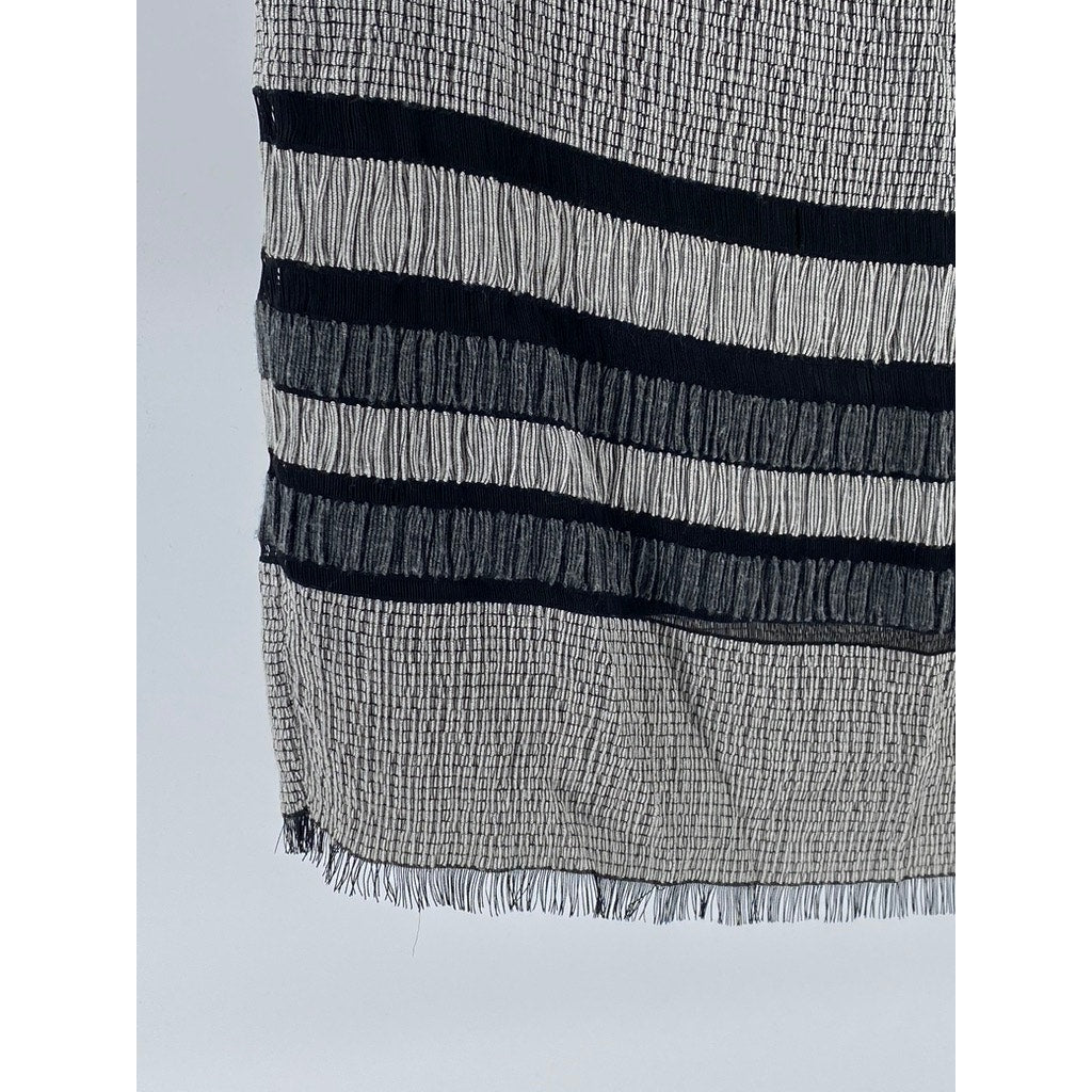 MAX STUDIO Women's Black-Gray Striped Fringe Scoopneck Sleeveless Dress SZ XS