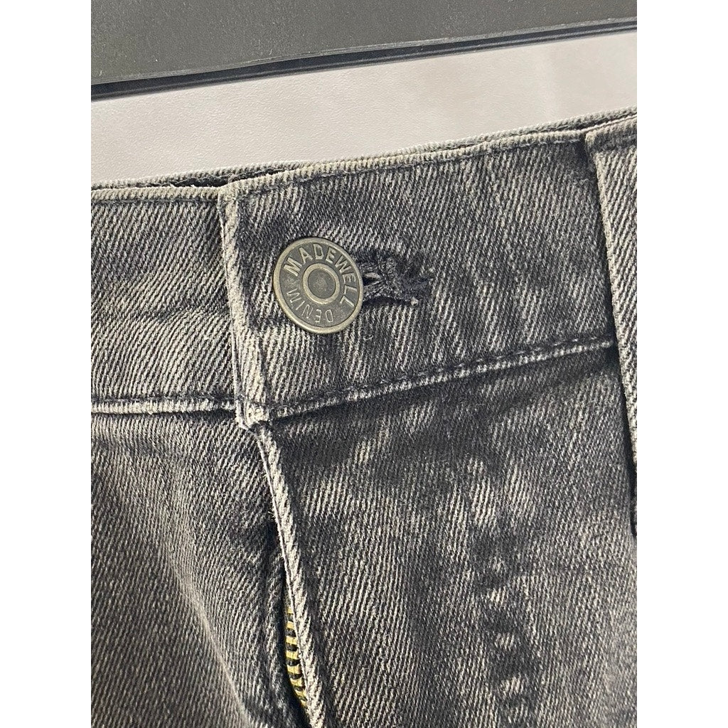 MADEWELL Women's Black Solid Raw-Hem Denim Stretch Straight Mini Skirt SZ 27