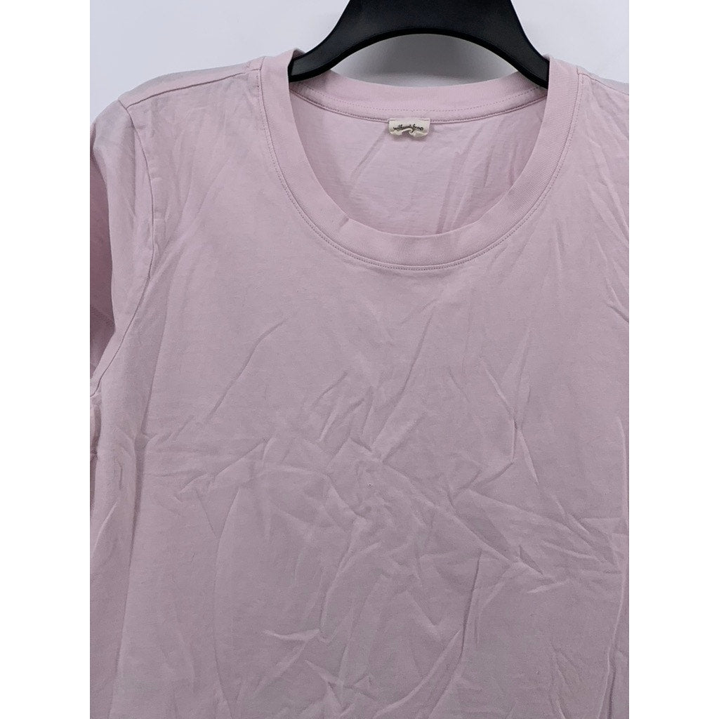 WILFRED FREE Women's Light Pink Solid Crewneck Short Sleeve Cropped Top SZ L