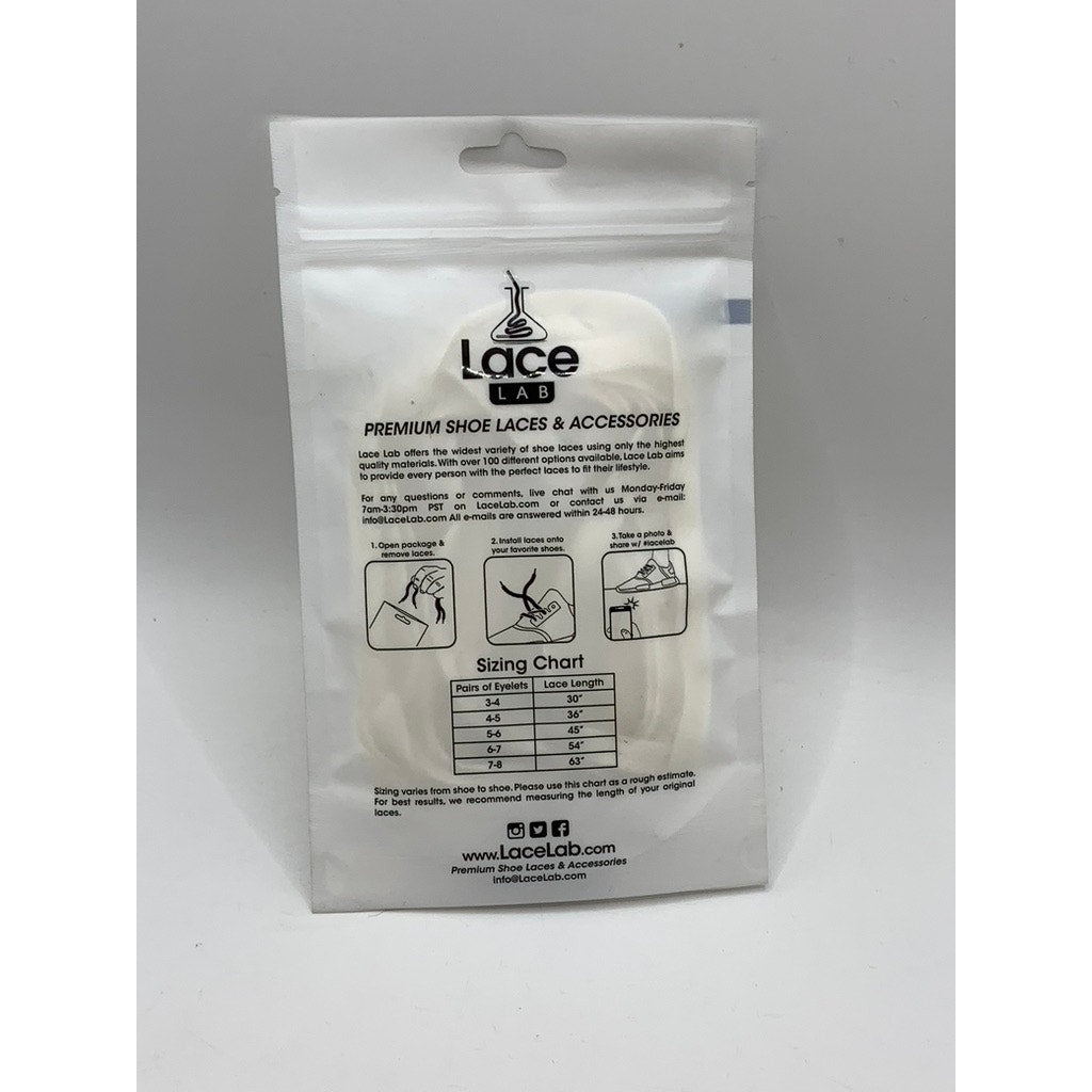 LACE LAB Unisex White Flat Shoe Laces SZ 63"