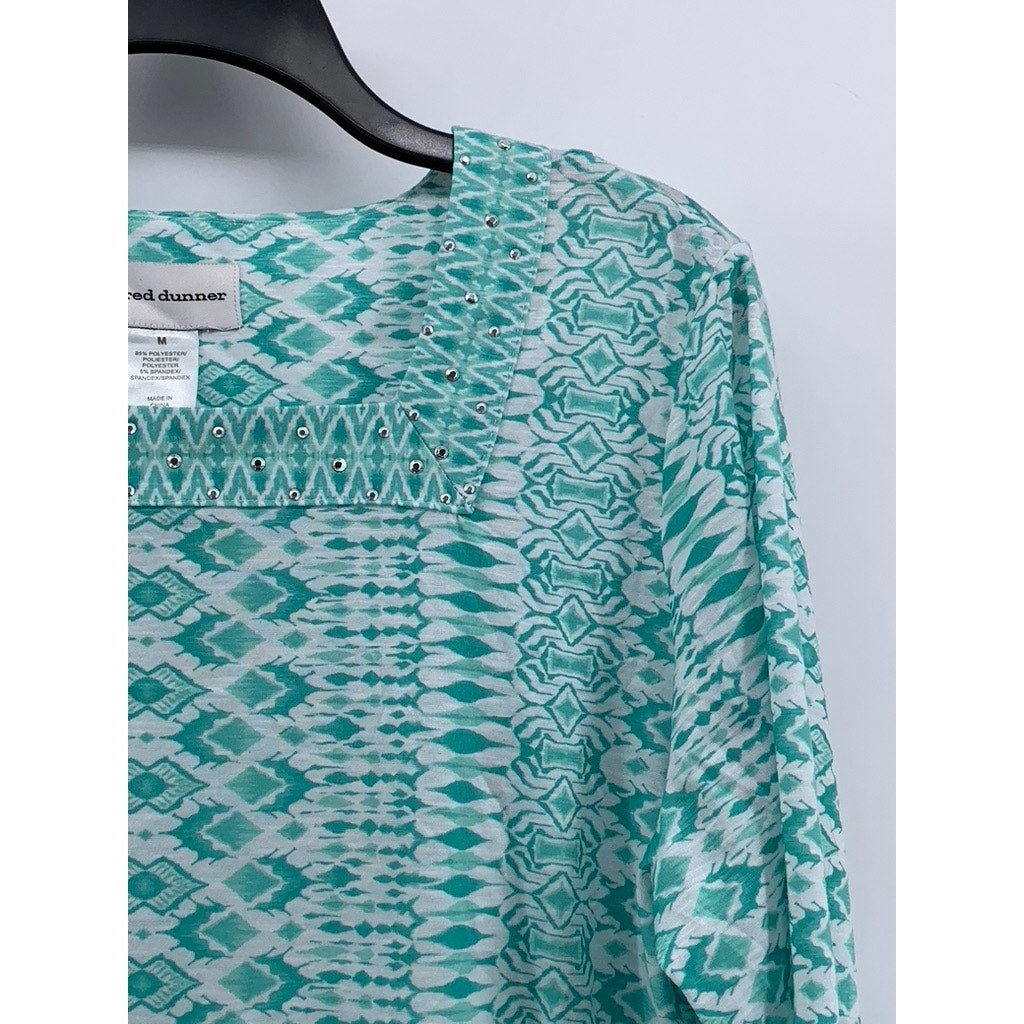 ALFRED DUNNER Women's Printed Studded Long Sleeve Top SZ M