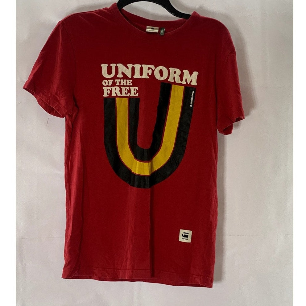 G-STAR RAW Men's Red Uniform Of The Free Graphic Short Sleeve T-Shirt SZ S