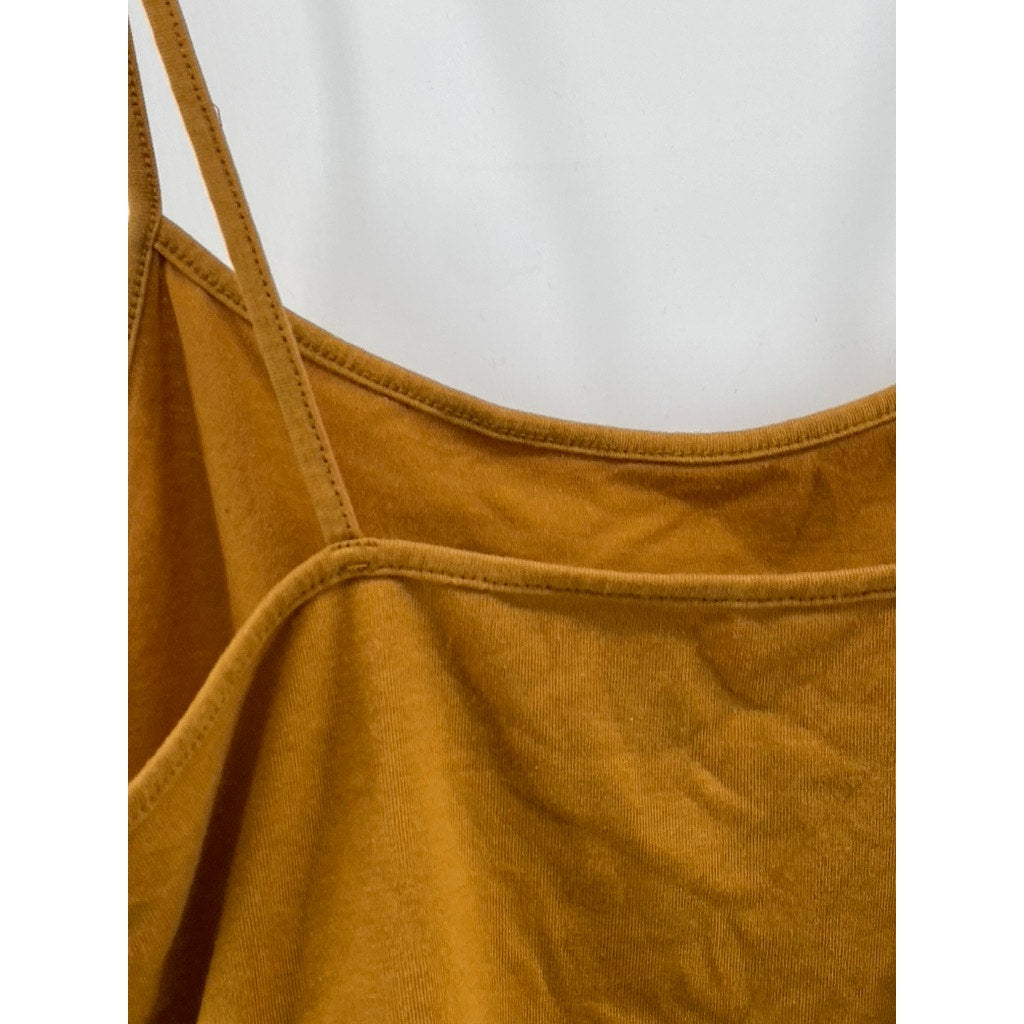 WILD FABLE Women's Gold Yellow Scoop-Neck Spaghetti Strap Cropped Tank Top SZ M