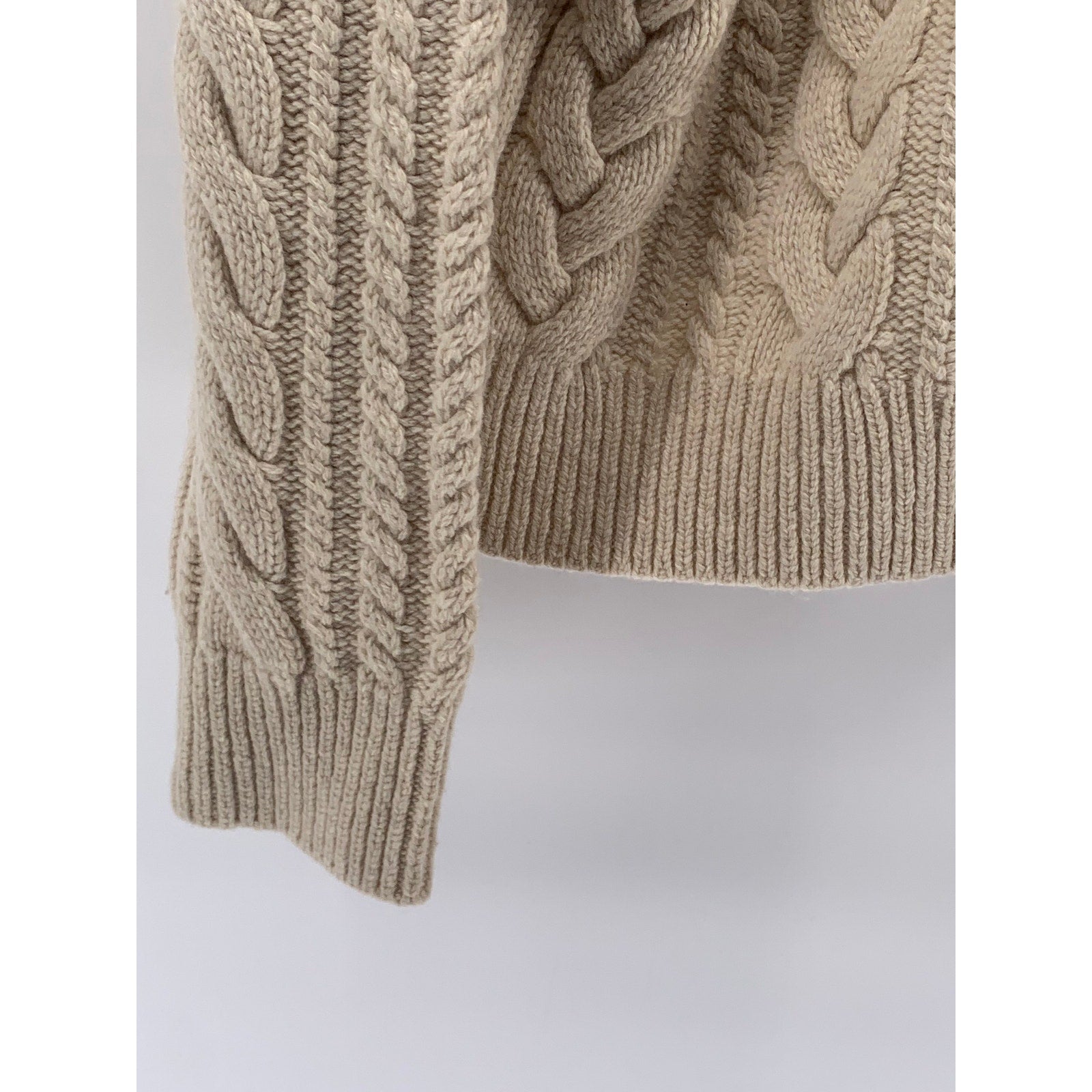 BANANA REPUBLIC Men's Beige Cable Knit Crewneck Long Sleeve Sweater SZ L