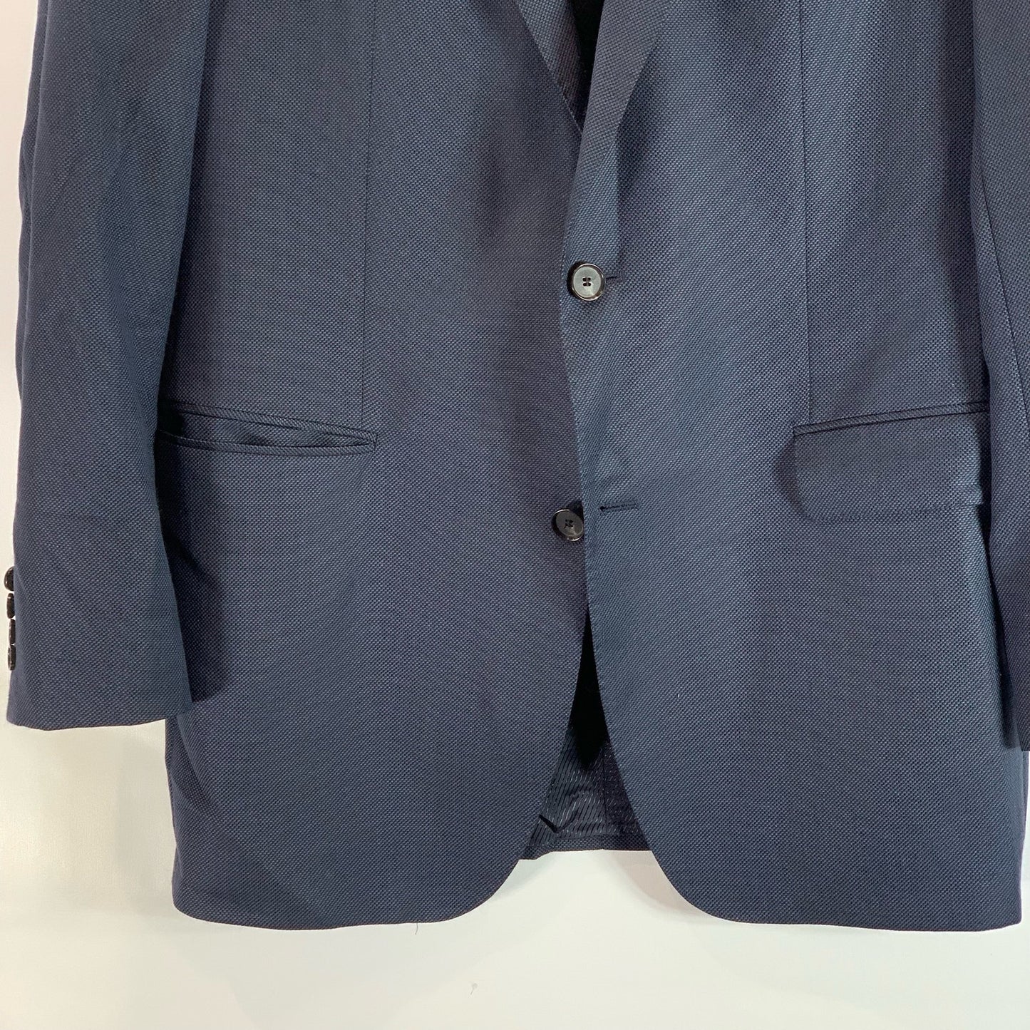 BOSS HUGO BOSS Men's Navy Virgin Wool The James4 Two-Button Long Blazer SZ 46L