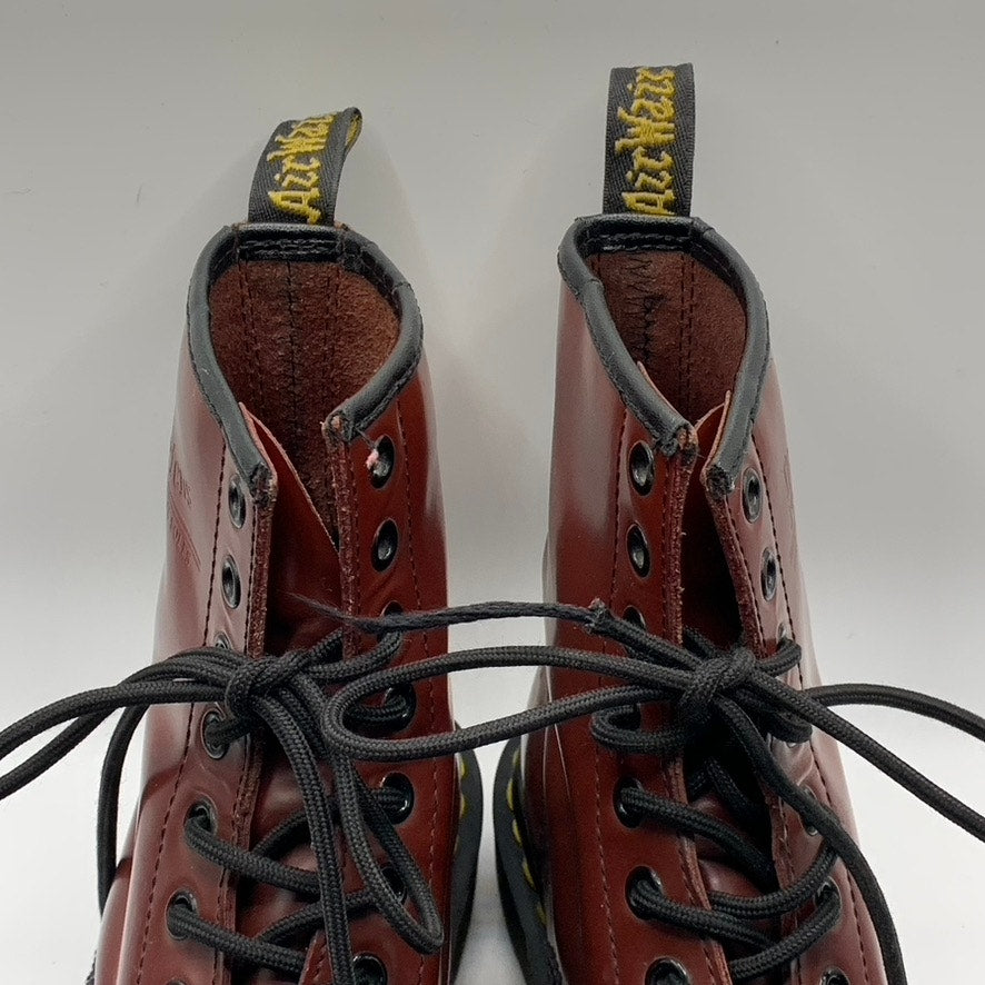 DR. MARTENS Unisex Women's Burgundy Distressed 8-Eyelet Grunge 1460 Boots SZ 7