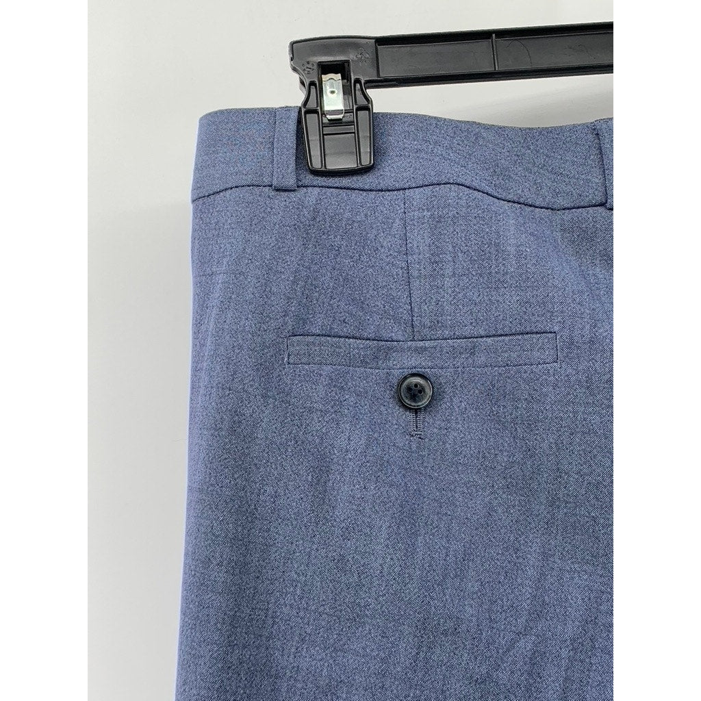 BANANA REPUBLIC Women's Blue Wool-Blend Logan Straight Leg Flat Front Pants SZ 2