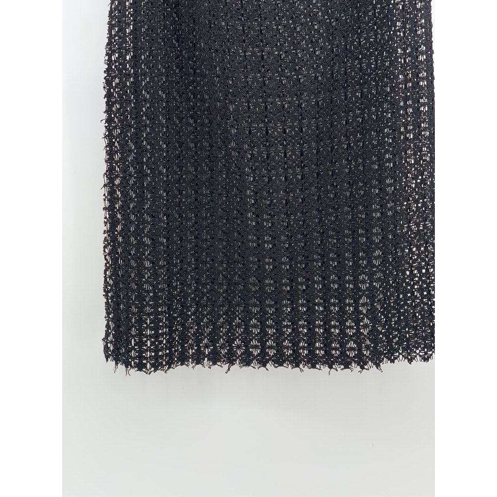 BCBGMAXAZRIA Women's Black Mesh Side-Tie Midi Swim Cover-Up Skirt SZ OS